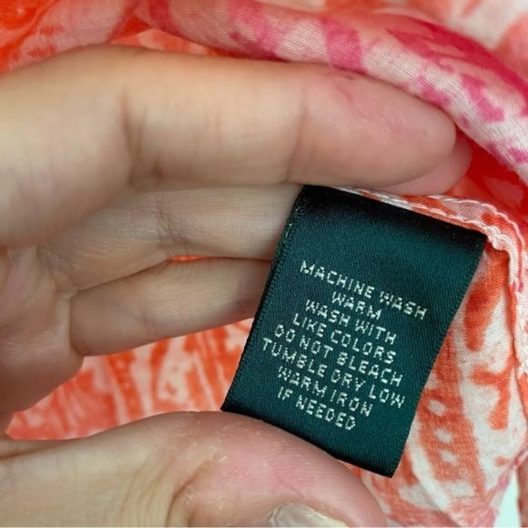 LAUREN RALPH LAUREN Colorful Batik print Tie front Button up Shirt S-M LIKE NEW - Picture 6 of 12